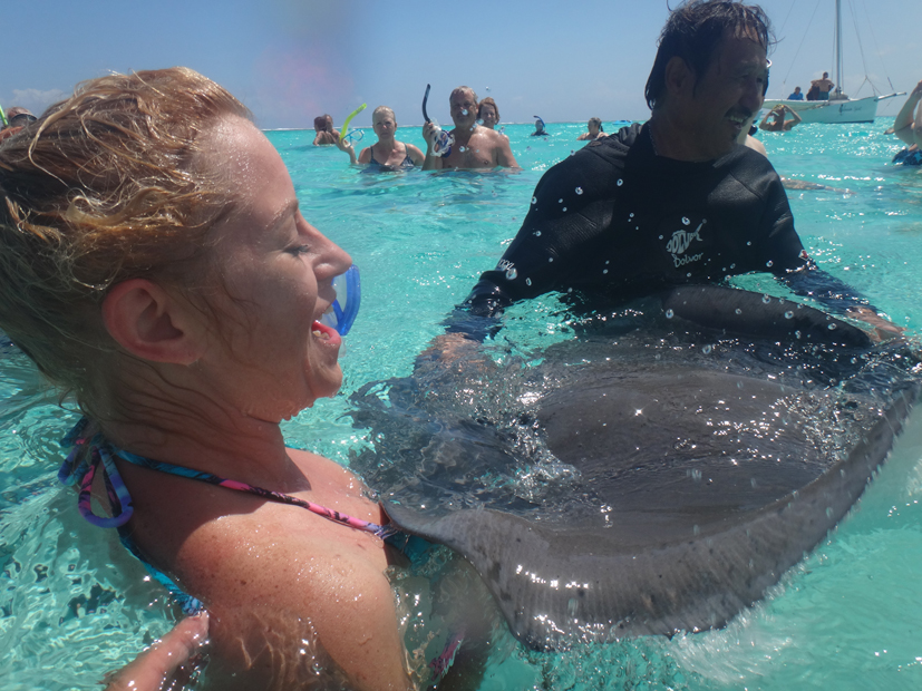 Snuggling Stingrays and swanning around with sharks!